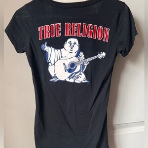 This is a True Religion, black V-neck t-shirt. Worn once.